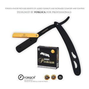 Barber Straight Edge Folding Plain Handle Salon Shaving Knife + 100 Derby Blades